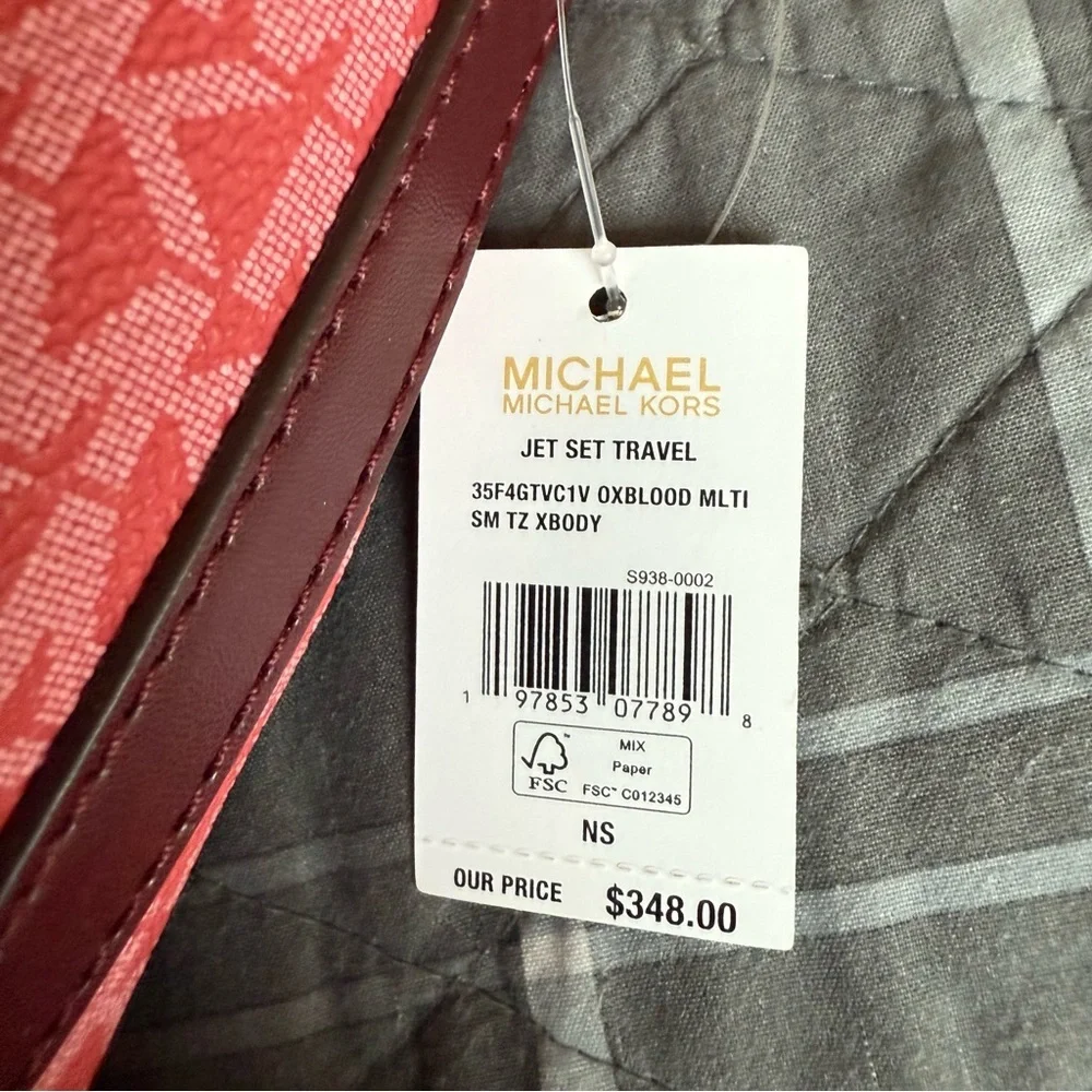 Michael Michael Kors Two-Tone Jet Set Travel Crossbody Oxblood  Multi NWT $348